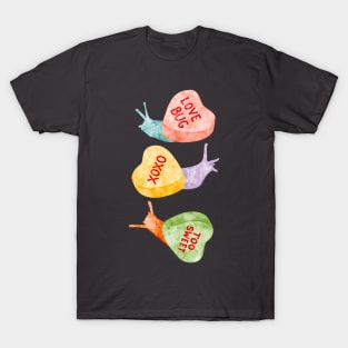 Love Slugs Valentines Candy Hearts Watercolor T-Shirt